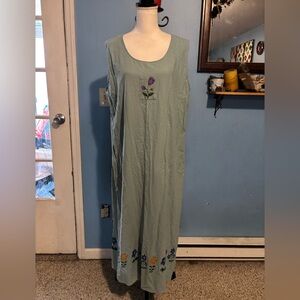 Vintage, Patchington, Green Silk, Maxi Dress